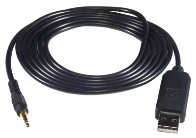 Horiba 1.5 m PC cable, phono to USB, detailed view, compatible with series 220 and 20001,5m langes Kabel zum Anschließen des Messgeräts an PC, schwarz